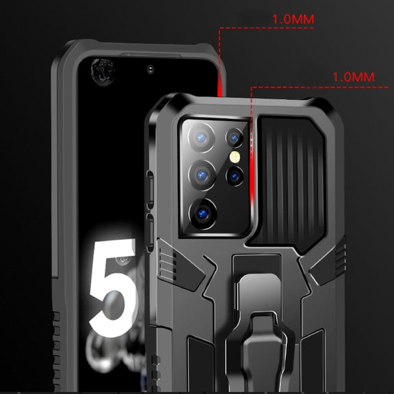 For Samsung Galaxy S21 Ultra 5G Machine Armor Warrior Shockproof PC + TPU Protective Case(Black)