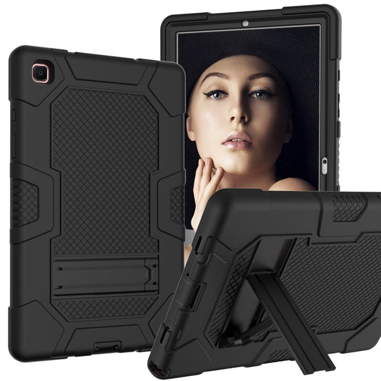 For Samsung Galaxy Tab A7 10.4 (2020) T500 / T505 Contrast Color Robot Shockproof Silicone + PC Protective Case with Holder(Black) - free shipping - PMC Jewellery - Order now!