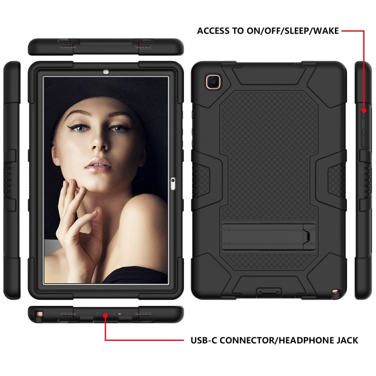 For Samsung Galaxy Tab A7 10.4 (2020) T500 / T505 Contrast Color Robot Shockproof Silicone + PC Protective Case with Holder(Black) - free shipping - PMC TechLife - Order now!