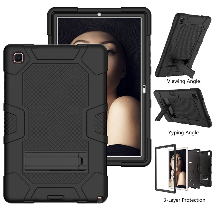For Samsung Galaxy Tab A7 10.4 (2020) T500 / T505 Contrast Color Robot Shockproof Silicone + PC Protective Case with Holder(Black) - free shipping - PMC TechLife - Order now!