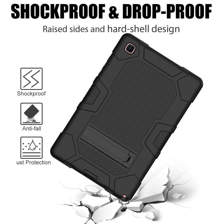 For Samsung Galaxy Tab A7 10.4 (2020) T500 / T505 Contrast Color Robot Shockproof Silicone + PC Protective Case with Holder(Black) - free shipping - PMC TechLife - Order now!