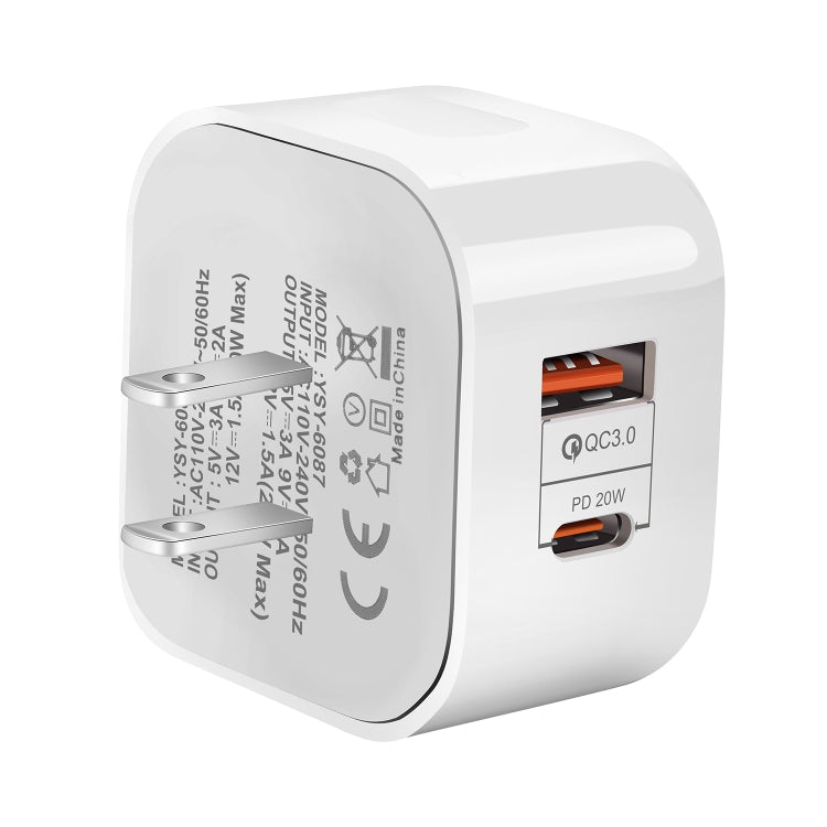 YSY-6087 20W PD + QC 3.0 Dual Ports Travel Charger Power Adapter, US Plug - USB Charger by PMC TechLife | Online Shopping South Africa | PMC TechLife | Buy Now Pay Later Mobicred