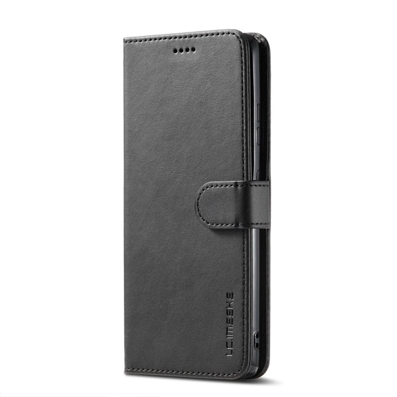 For Samsung Galaxy S21 Ultra 5G LC.IMEEKE Calf Texture Horizontal Flip Leather Case with Holder & Card Slots & Wallet(Black)