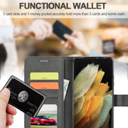 For Samsung Galaxy S21 Ultra 5G LC.IMEEKE Calf Texture Horizontal Flip Leather Case with Holder & Card Slots & Wallet(Black)