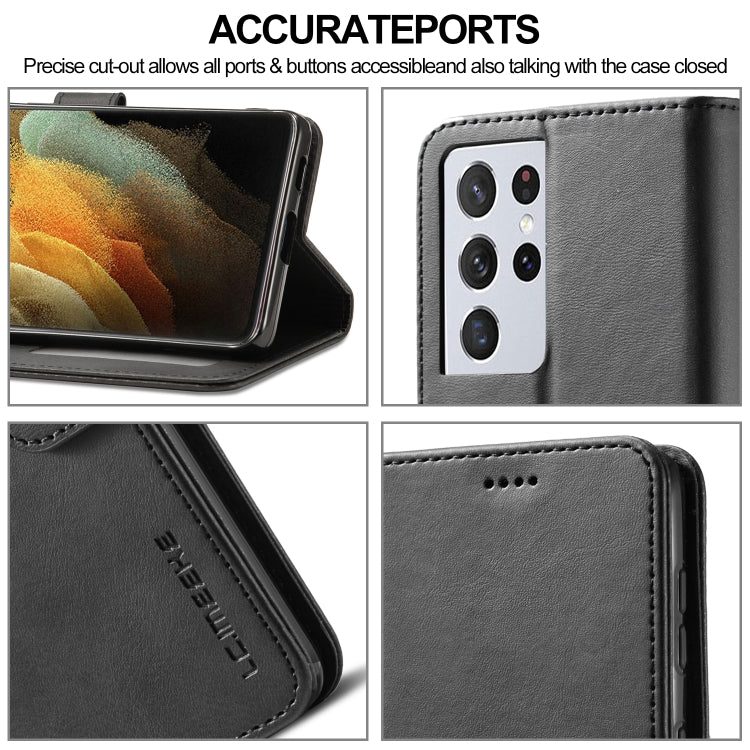 For Samsung Galaxy S21 Ultra 5G LC.IMEEKE Calf Texture Horizontal Flip Leather Case with Holder & Card Slots & Wallet(Black) - free shipping - PMC TechLife - Order now!