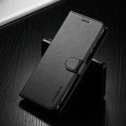For Samsung Galaxy S21 Ultra 5G LC.IMEEKE Calf Texture Horizontal Flip Leather Case with Holder & Card Slots & Wallet(Black)