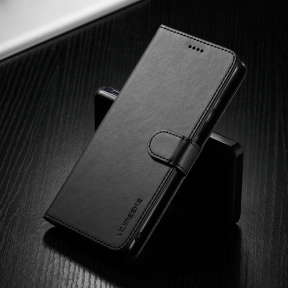 For Samsung Galaxy S21 Ultra 5G LC.IMEEKE Calf Texture Horizontal Flip Leather Case with Holder & Card Slots & Wallet(Black)