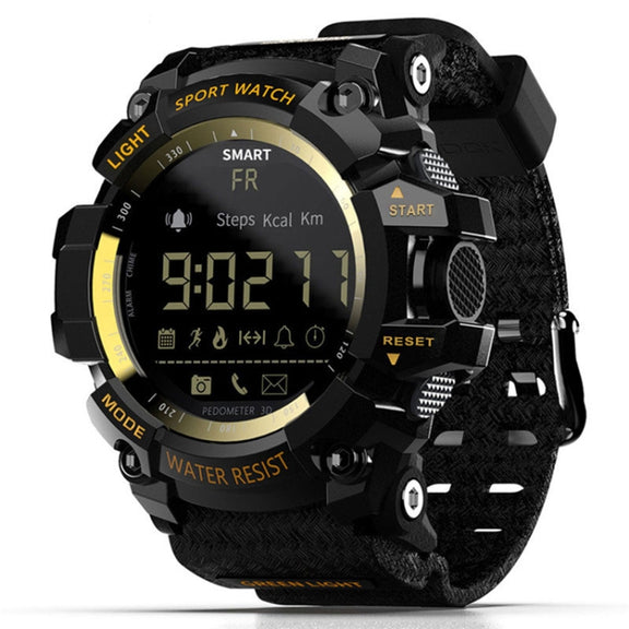 Lokmat MK16 LCD Screen 50m Water-resistant Smart Watch, Support Information Reminder / Remote Camera / Walking Motion Monitor(Gold) - Smart Watches by Lokmat