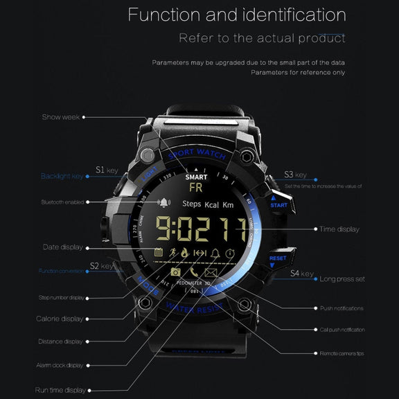 Lokmat MK16 LCD Screen 50m Water-resistant Smart Watch, Support Information Reminder / Remote Camera / Walking Motion Monitor(Blue)