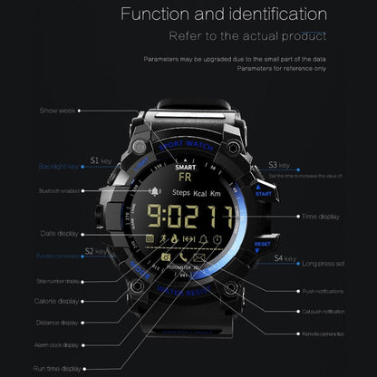 Lokmat MK16 LCD Screen 50m Waterproof Smart Watch, Support Information Reminder / Remote Camera / Walking Motion Monitor(Black) - free shipping - PMC Jewellery - Order now!