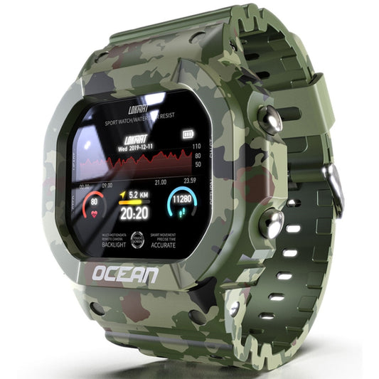 Lokmat OCEAN 1.14 inch TFT Touch Screen IP68 Waterproof Smart Watch, Support Information Reminder / Sleep Monitor / Sport Record(Camouflage Green) - free shipping - PMC Jewellery - Order now!