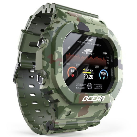Lokmat OCEAN 1.14 inch TFT Touch Screen IP68 Water-resistant Smart Watch, Support Information Reminder / Sleep Monitor / Sport Record(Camouflage Green)
