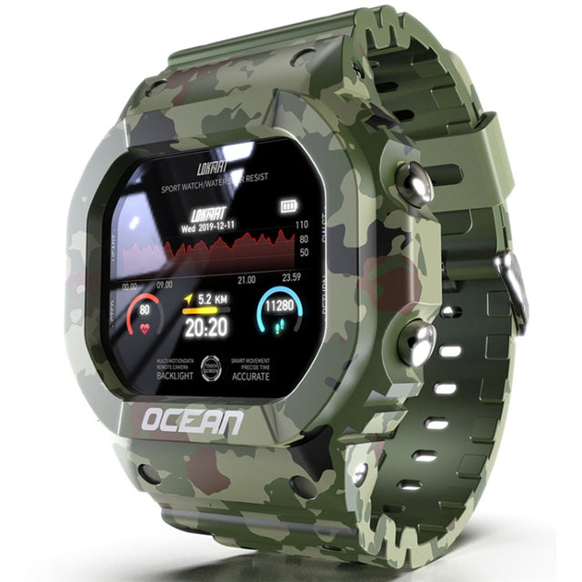 Lokmat OCEAN 1.14 inch TFT Touch Screen IP68 Water-resistant Smart Watch, Support Information Reminder / Sleep Monitor / Sport Record(Camouflage Green)