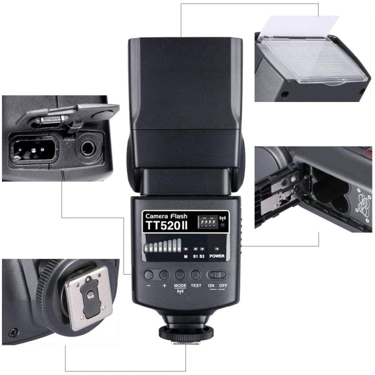 Godox TT520II 433MHZ Wireless 1/300s-1/2000s HSS Flash Speedlite Camera Top Fill Light for Canon / Nikon DSLR Cameras(Black) - free shipping - PMC Jewellery - Order now!