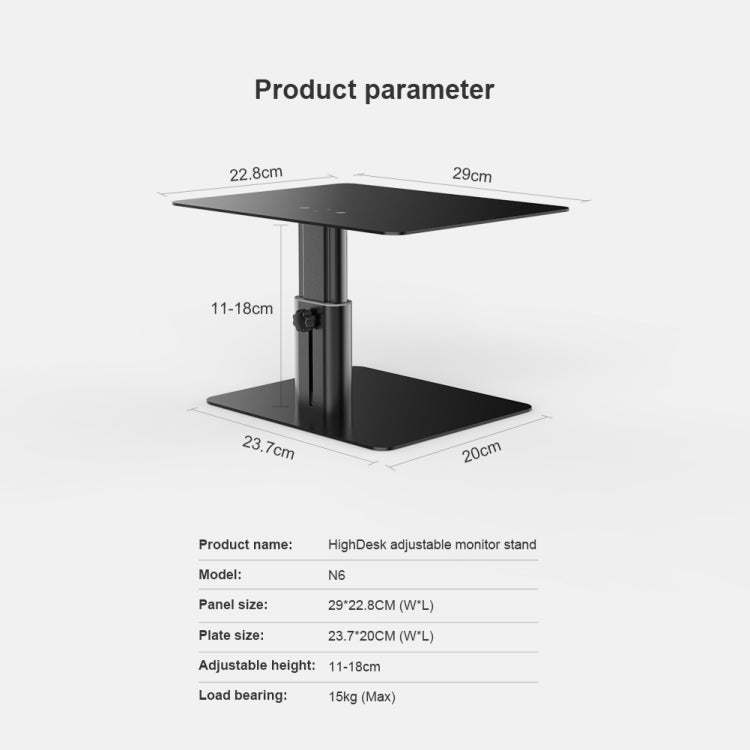 NILLKIN N6 Adjustable High Desk Laptop Monitor Stand Holder (Black) - free shipping - PMC TechLife - Order now!