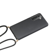 For Samsung Galaxy S21 5G Wheat Straw Material + TPU Protective Case with Lanyard(Black)