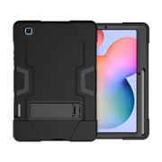 For Samsung Galaxy Tab S6 Lite P610 Contrast Color Robot Shockproof Silicon + PC Protective Case with Holder(Black)