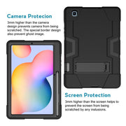 For Samsung Galaxy Tab S6 Lite P610 Contrast Color Robot Shockproof Silicon + PC Protective Case with Holder(Black)