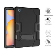 For Samsung Galaxy Tab S6 Lite P610 Contrast Color Robot Shockproof Silicon + PC Protective Case with Holder(Black)