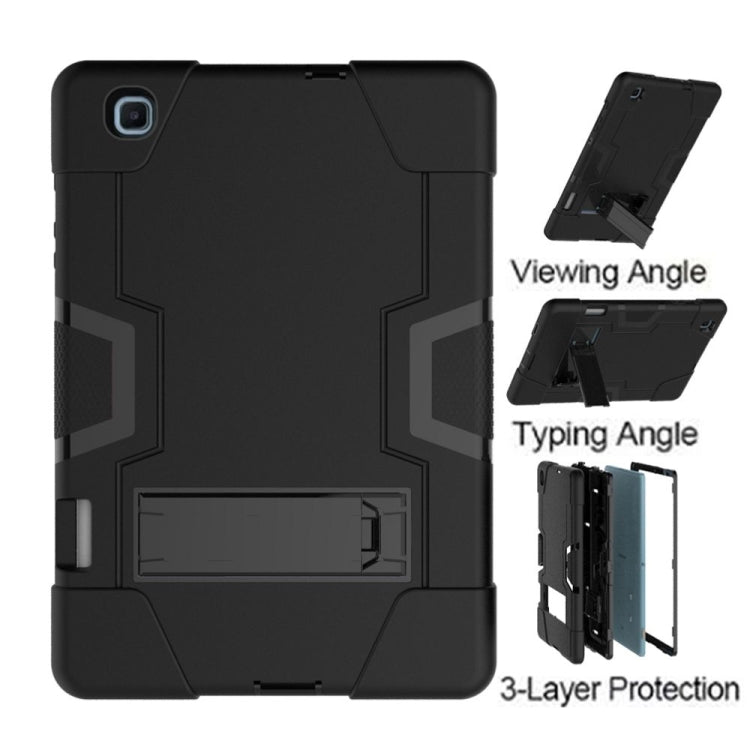 For Samsung Galaxy Tab S6 Lite P610 Contrast Color Robot Shockproof Silicon + PC Protective Case with Holder(Black)