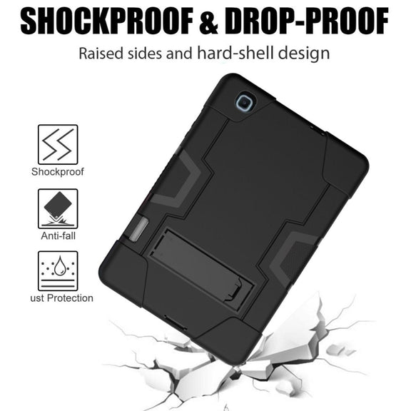 For Samsung Galaxy Tab S6 Lite P610 Contrast Color Robot Shockproof Silicon + PC Protective Case with Holder(Black)