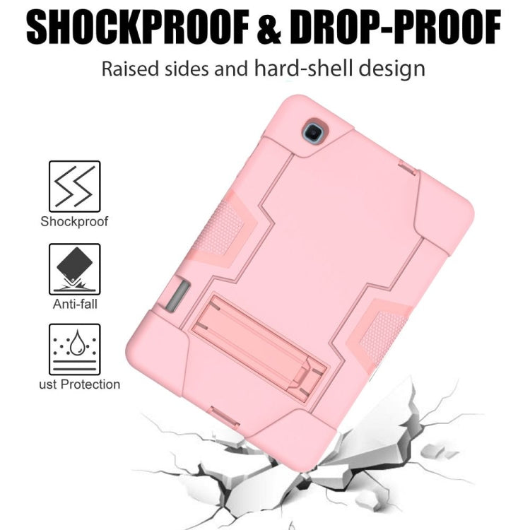 For Samsung Galaxy Tab S6 Lite P610 Contrast Color Robot Shockproof Silicon + PC Protective Case with Holder(Rose Gold)