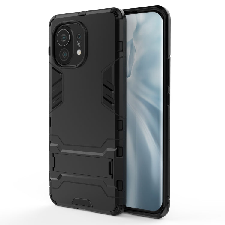For Xiaomi Mi 11 PC + TPU Shockproof Protective Case with Holder(Black) - Xiaomi Cases by PMC TechLife | Online Shopping South Africa | PMC TechLife | Buy Now Pay Later Mobicred