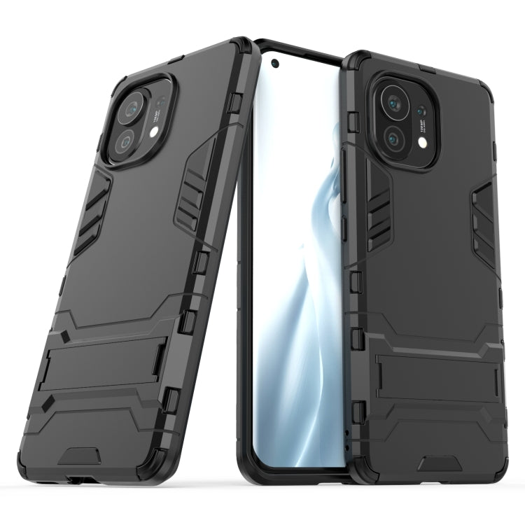 For Xiaomi Mi 11 PC + TPU Shockproof Protective Case with Holder(Black) - Xiaomi Cases by PMC TechLife | Online Shopping South Africa | PMC TechLife | Buy Now Pay Later Mobicred