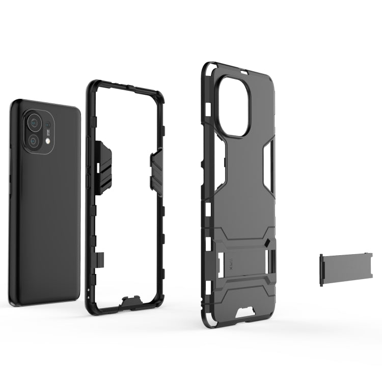 For Xiaomi Mi 11 PC + TPU Shockproof Protective Case with Holder(Black) - Xiaomi Cases by PMC TechLife | Online Shopping South Africa | PMC TechLife | Buy Now Pay Later Mobicred