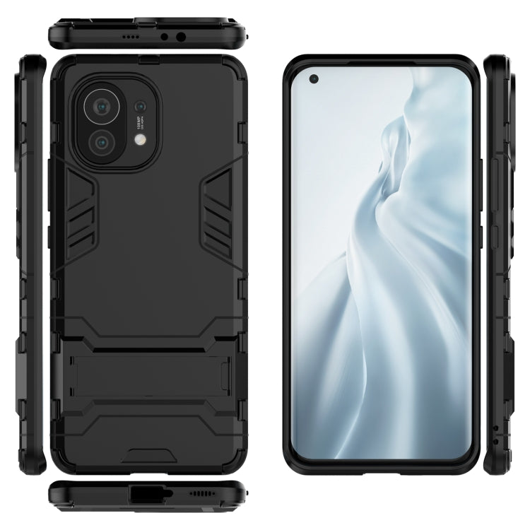 For Xiaomi Mi 11 PC + TPU Shockproof Protective Case with Holder(Black) - Xiaomi Cases by PMC TechLife | Online Shopping South Africa | PMC TechLife | Buy Now Pay Later Mobicred