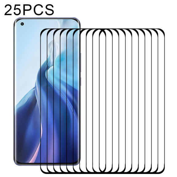 For Xiaomi Mi 11 (Full Glue) 25 PCS 9H HD 3D Curved Edge Tempered Glass Film(Black)