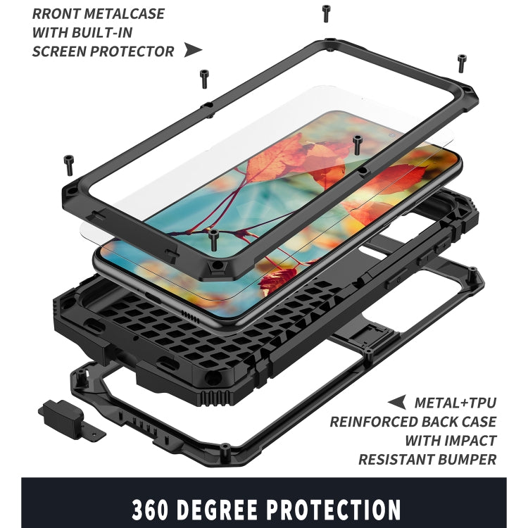 For Samsung Galaxy S21 5G R-JUST Shockproof Waterproof Dust-proof Metal + Silicone Protective Case with Holder(Black) - free shipping - PMC TechLife - Order now!
