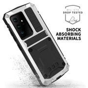 For Samsung Galaxy S21 Ultra 5G R-JUST Shockproof Water-resistant Dust-proof Metal + Silicone Protective Case with Holder(Silver)