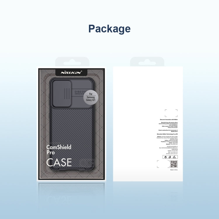 For Samsung Galaxy S21 5G NILLKIN Black Mirror Pro Series Camshield Full Coverage Dust-proof Scratch Resistant Phone Case(Black)