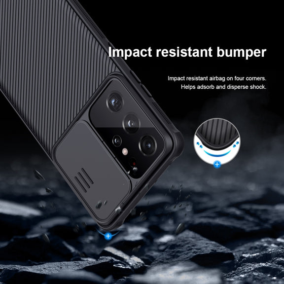 For Samsung Galaxy S21 Ultra 5G NILLKIN Black Mirror Pro Series Camshield Full Coverage Dust-proof Scratch Resistant Phone Case(Black)