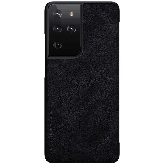 For Samsung Galaxy S21 Ultra 5G NILLKIN QIN Series Crazy Horse Texture Horizontal Flip Leather Case with Card Slot(Black)
