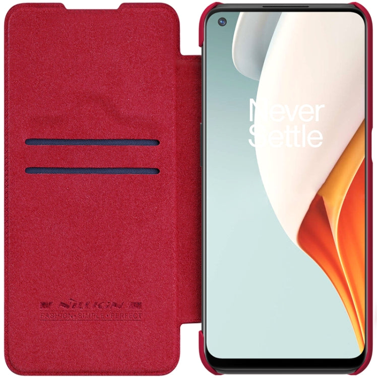 For OnePlus Nord N100 NILLKIN QIN Series Crazy Horse Texture Horizontal Flip Leather Case with Card Slot(Red) - OnePlus Cases by NILLKIN | Online Shopping South Africa | PMC TechLife | Buy Now Pay Later Mobicred