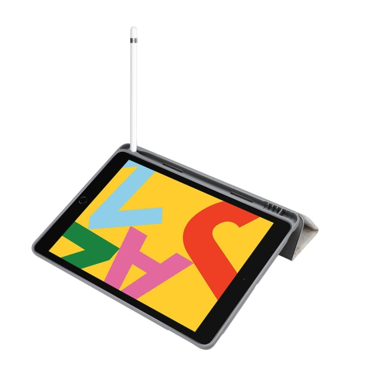 For iPad 10.2 inch Marble Texture Pattern Horizontal Flip Leather Case, with Three-folding Holder & Pen Slot & Sleep / Wake-up Function(Black Grey) - free shipping - PMC TechLife - Order now!
