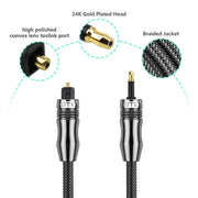 EMK OD6.0mm 3.5mm Digital Sound Toslink to Mini Toslink Digital Optical Audio Cable, Length:2m