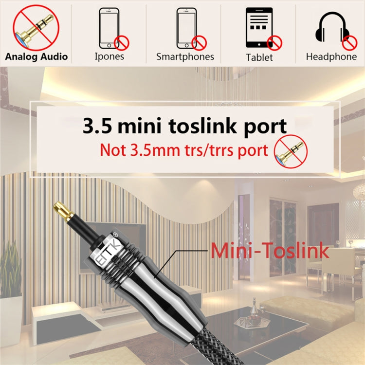EMK OD6.0mm 3.5mm Digital Sound Toslink to Mini Toslink Digital Optical Audio Cable, Length:2m - Audio Optical Cables by EMK | Online Shopping South Africa | PMC TechLife | Buy Now Pay Later Mobicred