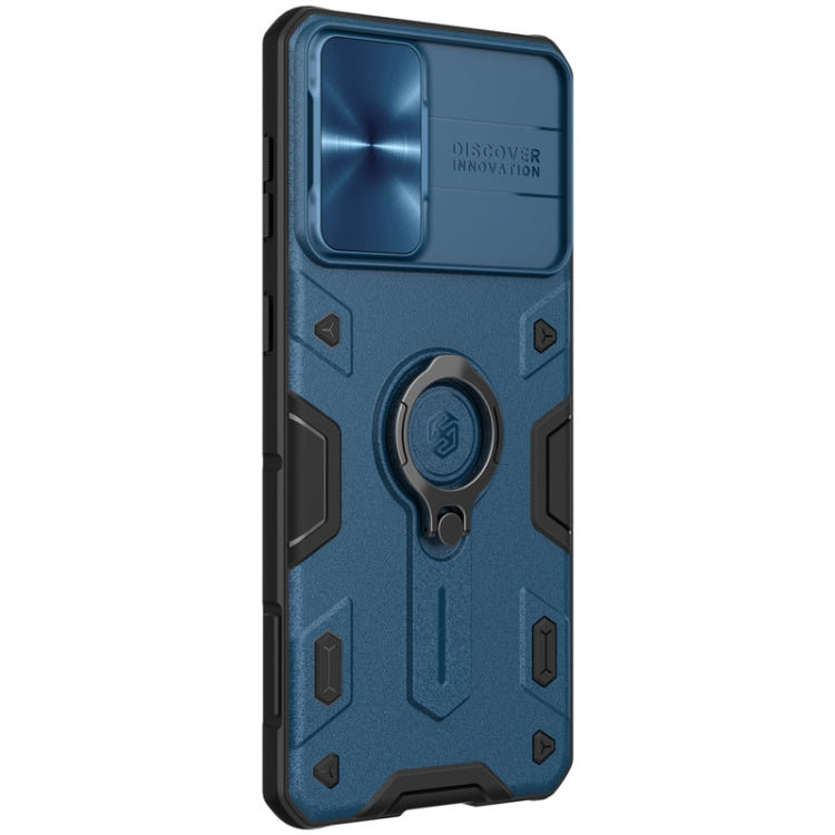 For Samsung Galaxy S21+ 5G NILLKIN Shockproof CamShield Armor Protective Case with Invisible Ring Holder(Blue)