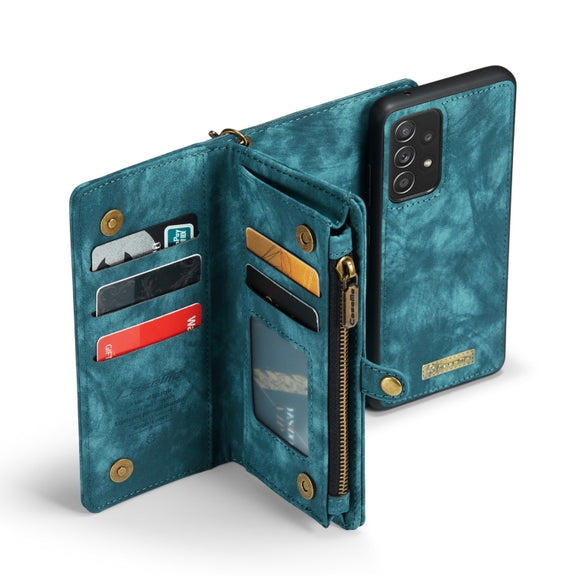 For Samsung Galaxy A52 5G / 4G CaseMe Detachable Multifunctional Horizontal Flip Leather Case, with Card Slot & Holder & Zipper Wallet & Photo Frame(Blue)