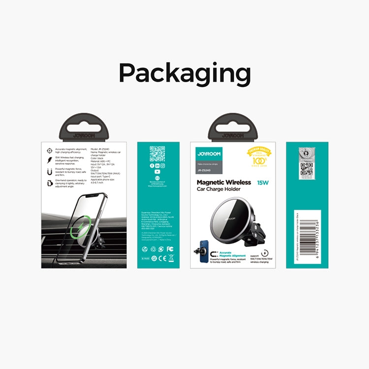 JOYROOM JR-ZS240 15W Max Car Magnetic Wireless Charge Holder - Wireless Charger Holders by JOYROOM | Online Shopping South Africa | PMC TechLife | Buy Now Pay Later Mobicred