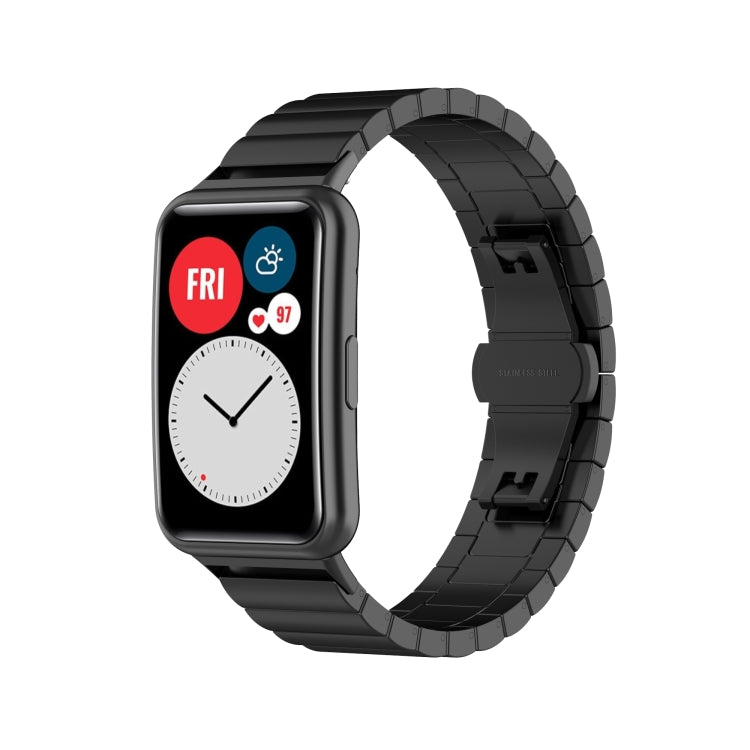 For Huawei Watch Fit Stainless Steel Watch Band(Black) - Watch Bands by PMC Jewellery | Online Shopping South Africa | PMC Jewellery | Buy Now Pay Later Mobicred