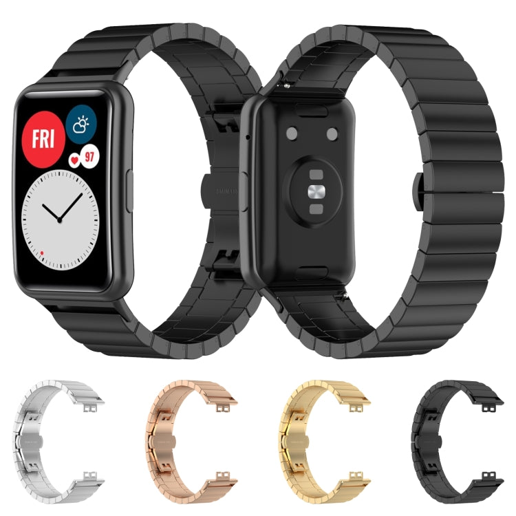 For Huawei Watch Fit Stainless Steel Watch Band(Black) - Watch Bands by PMC Jewellery | Online Shopping South Africa | PMC Jewellery | Buy Now Pay Later Mobicred