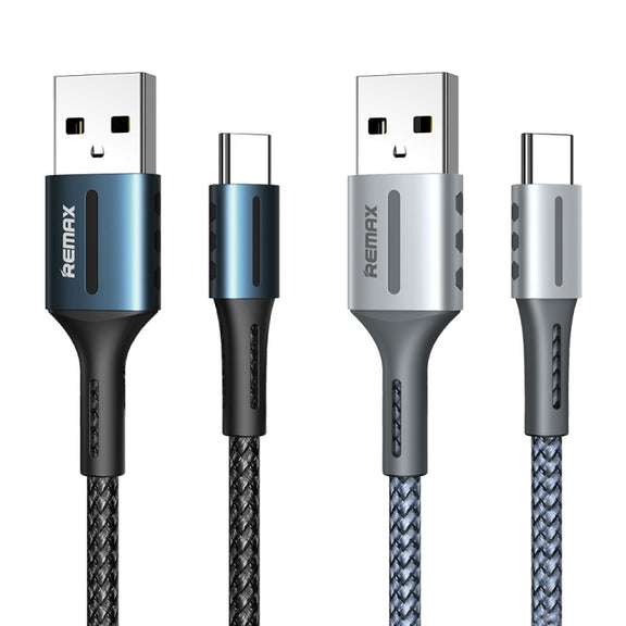 Remax RC-003a 2.4A Type-C / USB-C Barrett Series Charging Data Cable, Length: 1m(Silver)