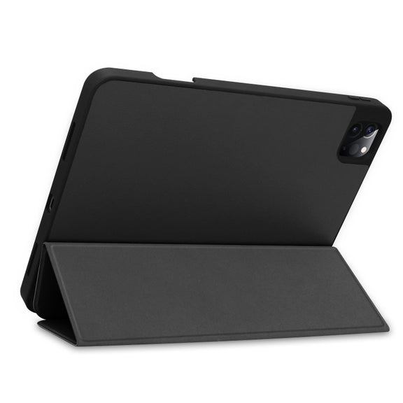 For iPad Pro 11 2022 / 2021 Pure Color Horizontal Flip TPU + PU Leather Tablet Case with Three-folding Holder & Sleep / Wake-up Function & Pen Slot(Black)