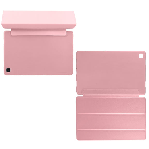 For Samsung Galaxy A7 10.4 (2020) T500 3-folding Horizontal Flip Honeycomb TPU Shockproof + PU Leather Case with Holder(Rose Gold)