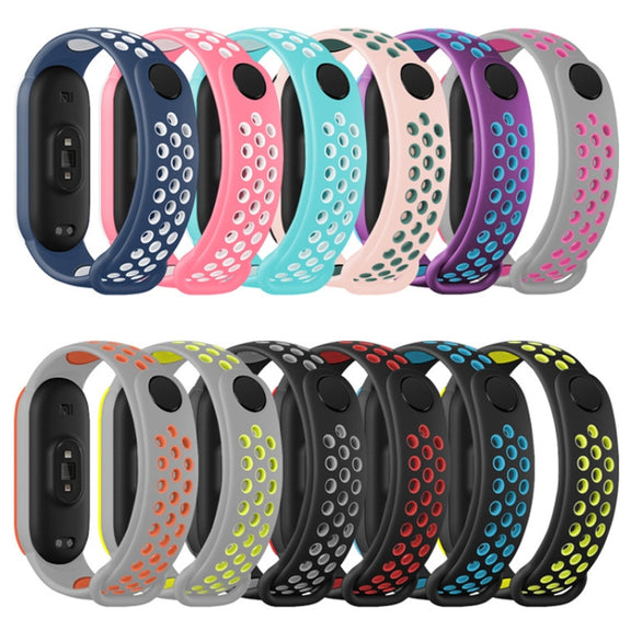 For Xiaomi Mi Band 6 (CA8856) Breathable Silicone Watch Band with Holes(Black+Red)