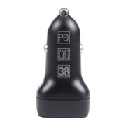 QC USB + USB-C / Type-C Dual Ports Fast Charging Car Charger with Luminous Aperture(Black)
